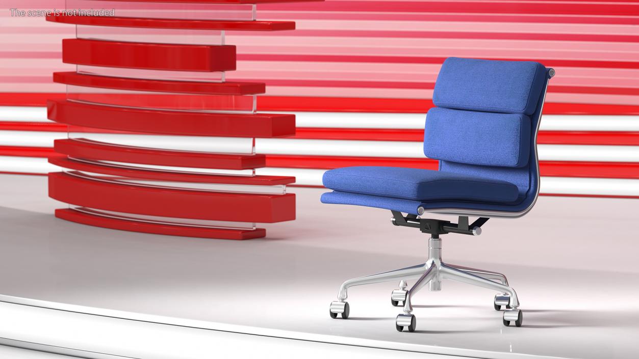 Chair Conference with no Arms Blue 3D model