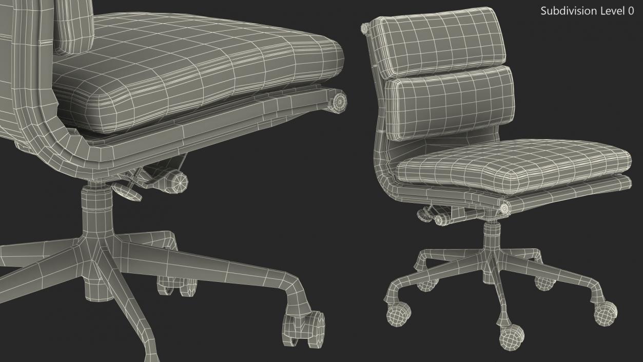 Chair Conference with no Arms Blue 3D model