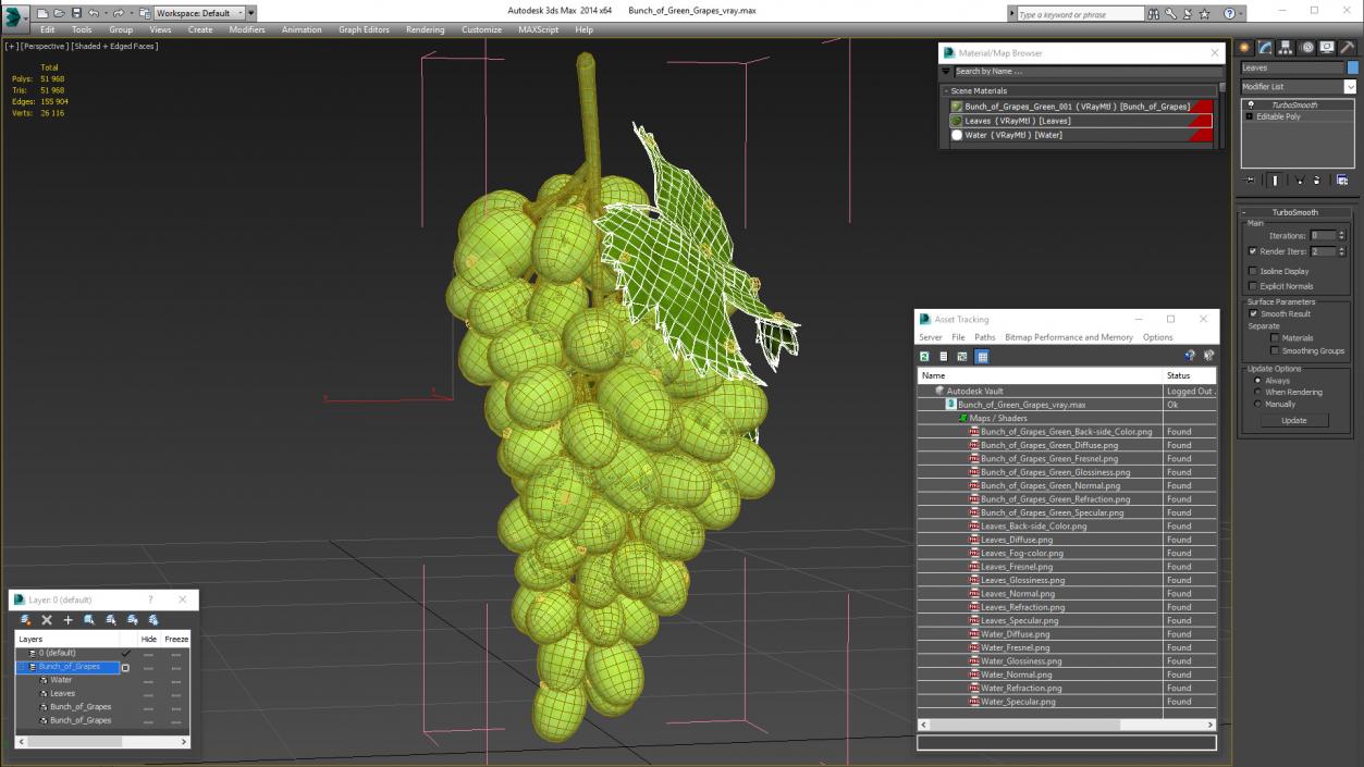 3D Bunch of Green Grapes