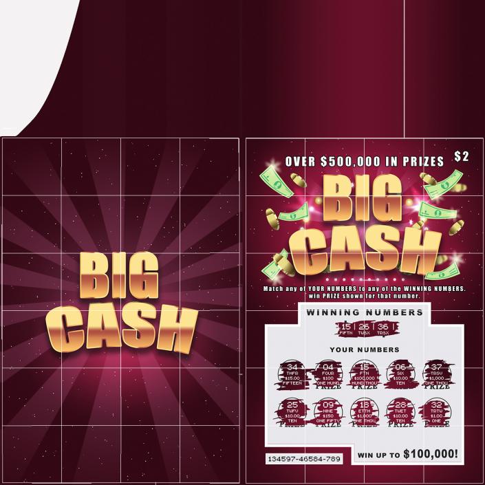 Big Cash Scratching Card with Erased Layer 3D