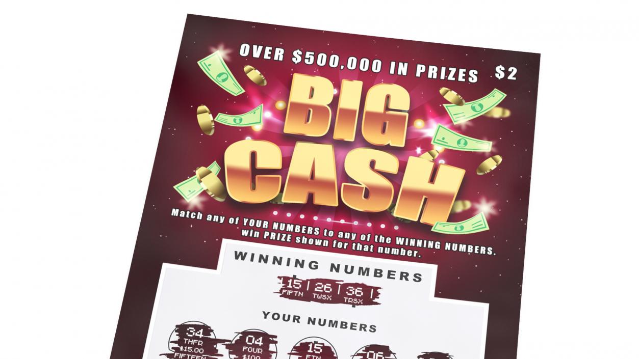 Big Cash Scratching Card with Erased Layer 3D