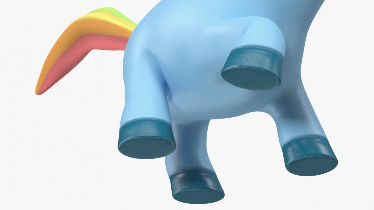 3D Blue Cartoon Unicorn Walking Pose model