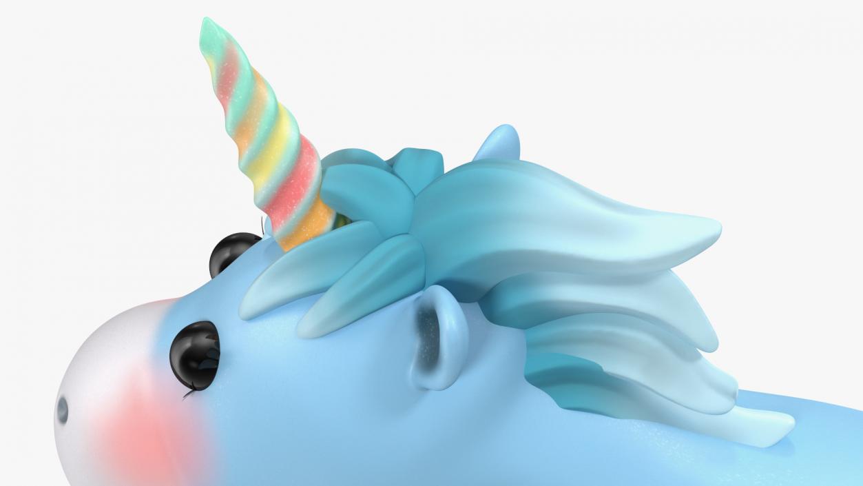 3D Blue Cartoon Unicorn Walking Pose model