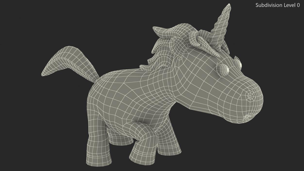 3D Blue Cartoon Unicorn Walking Pose model