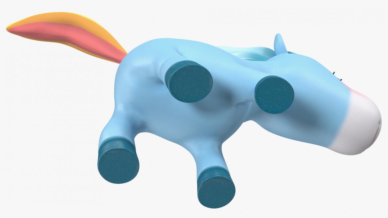 3D Blue Cartoon Unicorn Walking Pose model