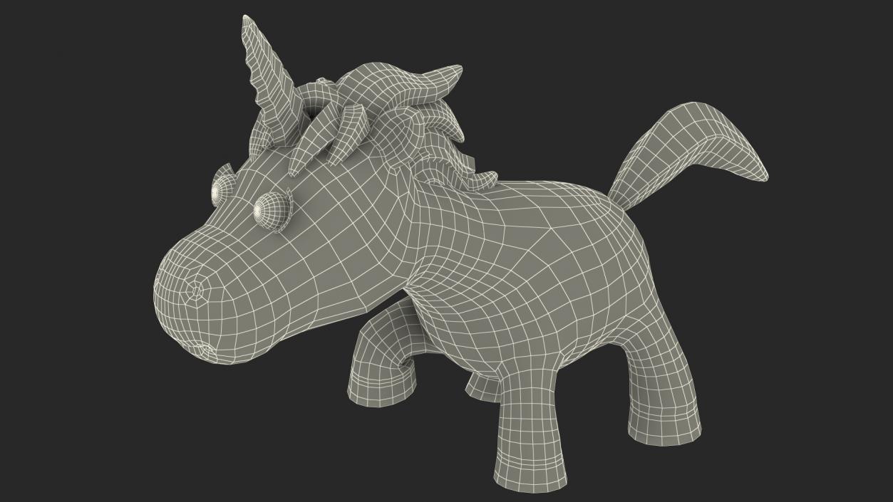 3D Blue Cartoon Unicorn Walking Pose model