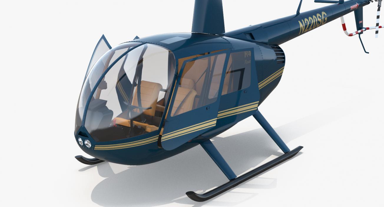 Light Helicopter Robinson R44 3D model