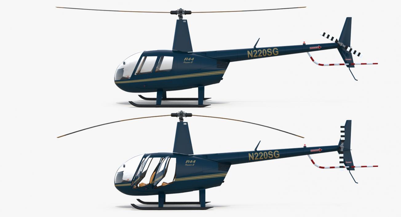 Light Helicopter Robinson R44 3D model