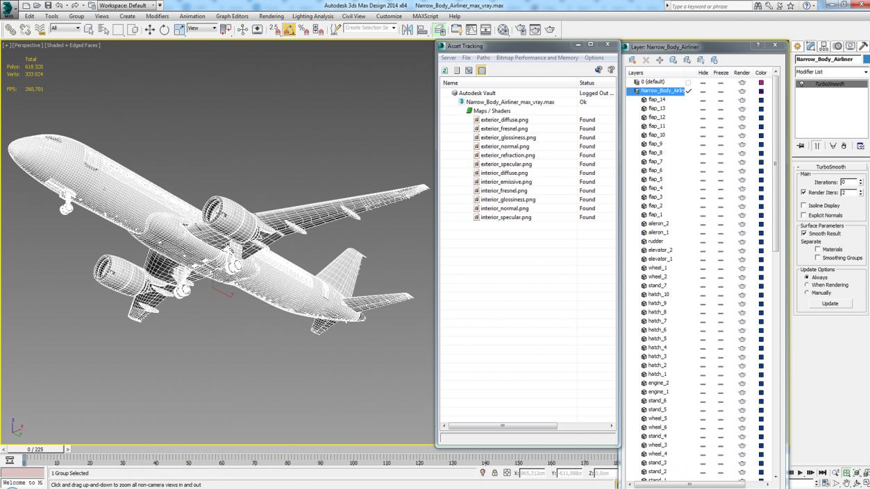 3D model Narrow Body Airliner