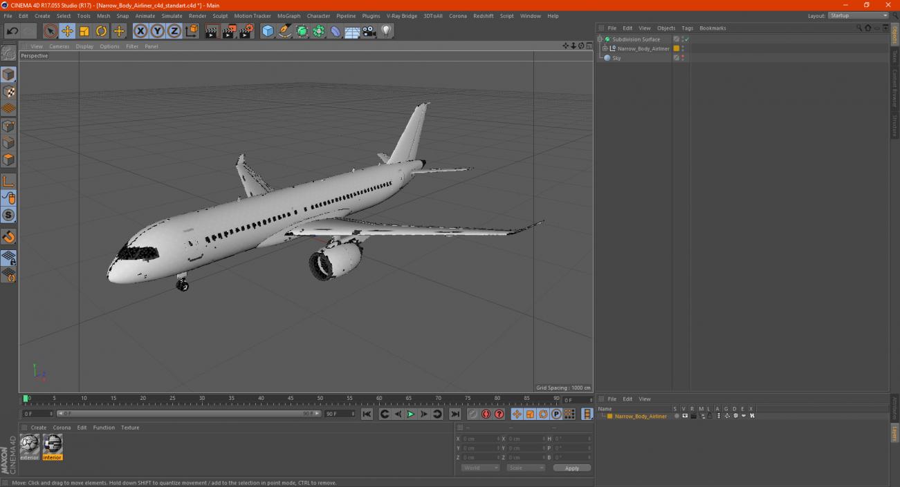 3D model Narrow Body Airliner