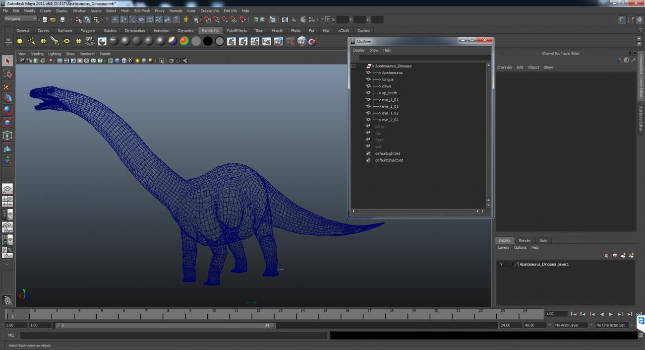 3D model Apatosaurus Dinosaur