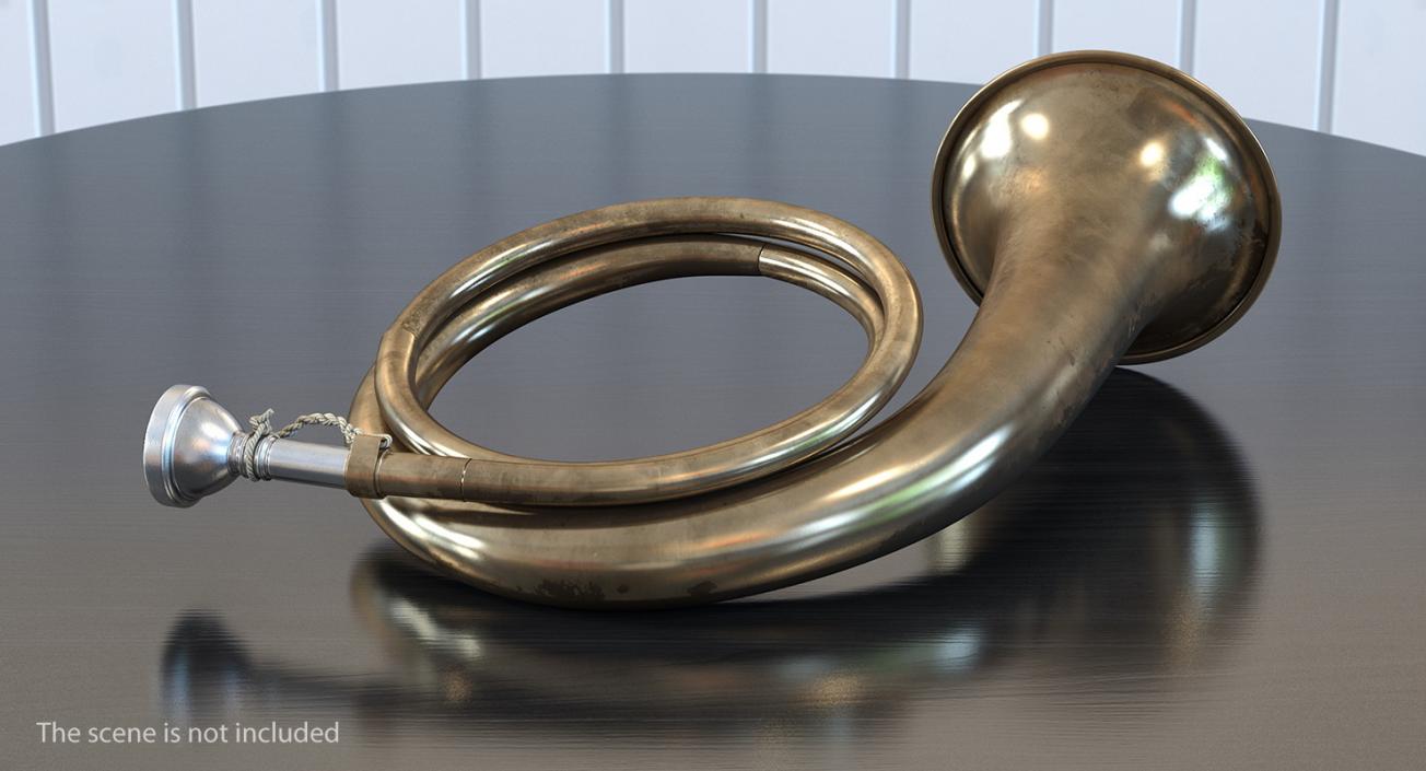 Old Hunting Horn Brass 3D