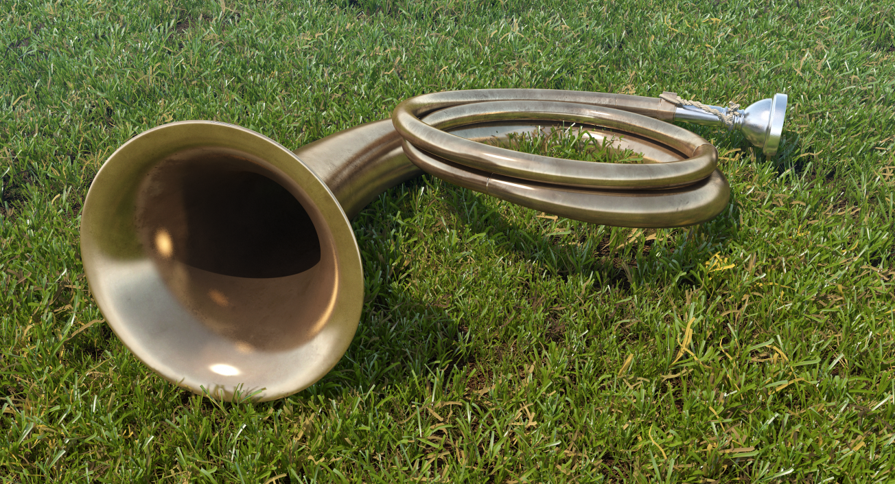 Old Hunting Horn Brass 3D