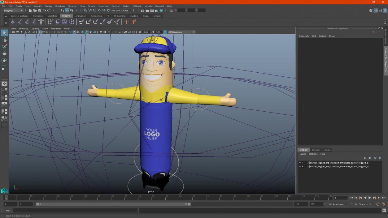 3D Inflatable Barker Rigged for Maya model