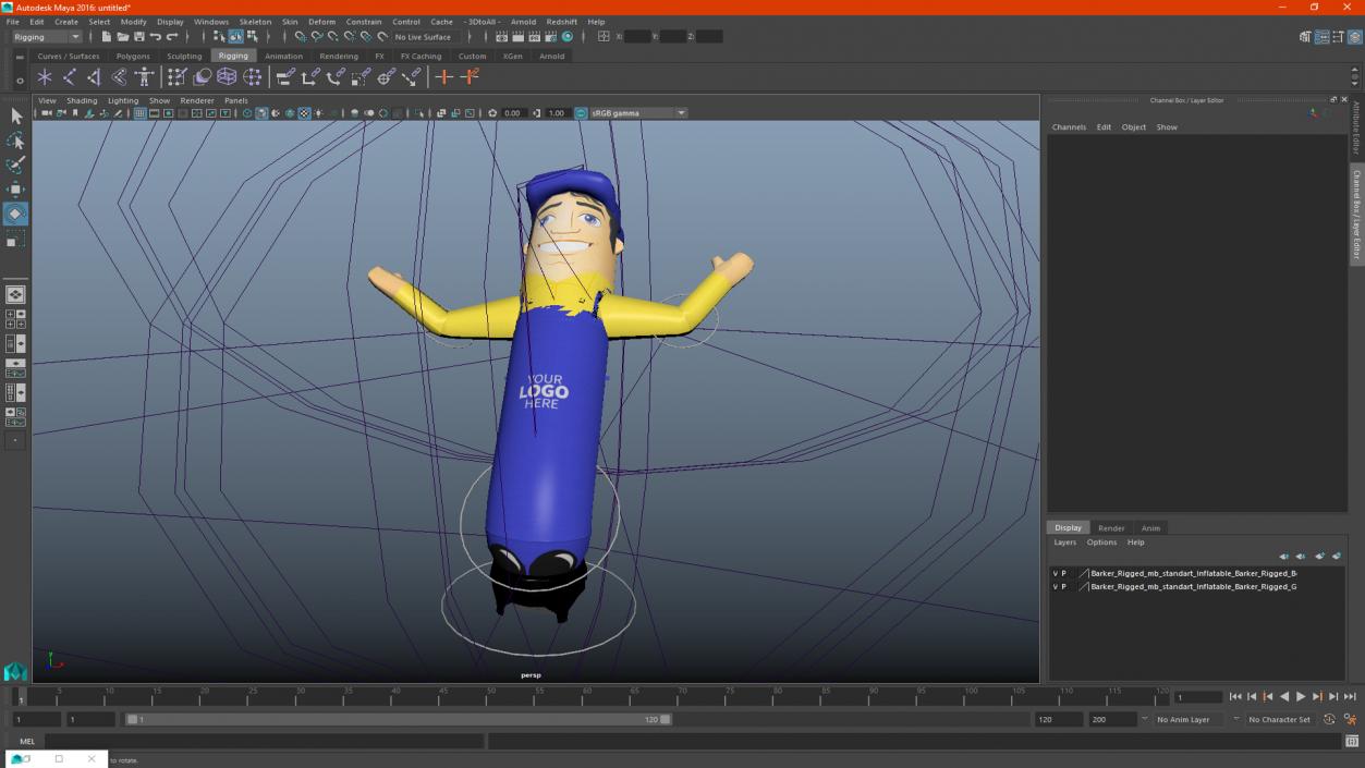 3D Inflatable Barker Rigged for Maya model