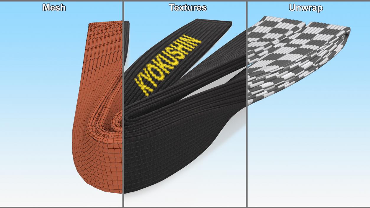 Kyokushin Black Obi Belt 3D model