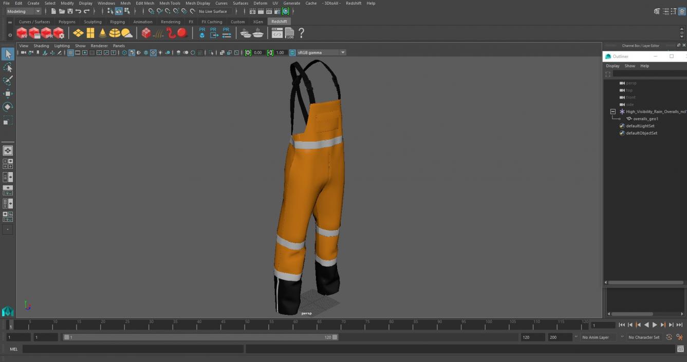 High Visibility Rain Overalls 3D model