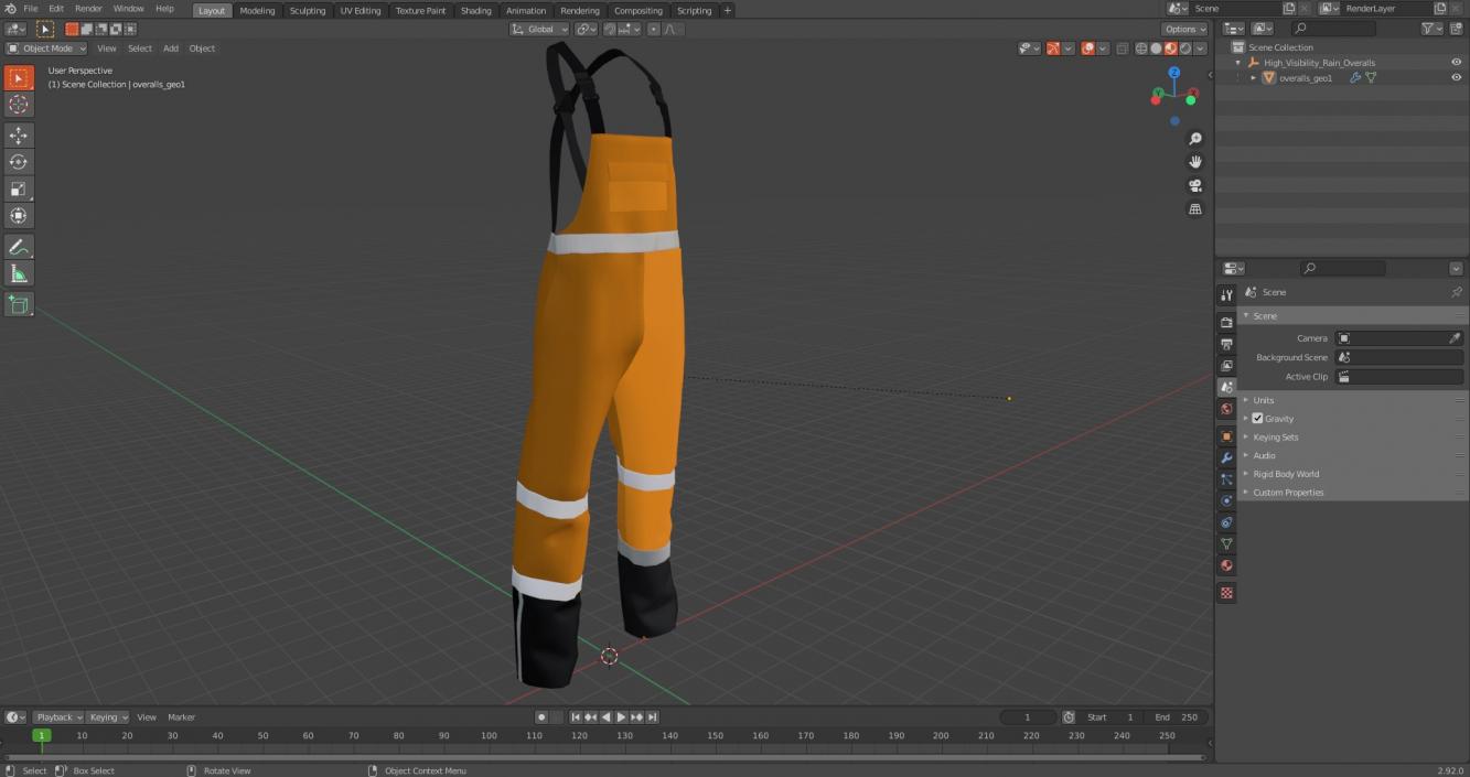 High Visibility Rain Overalls 3D model