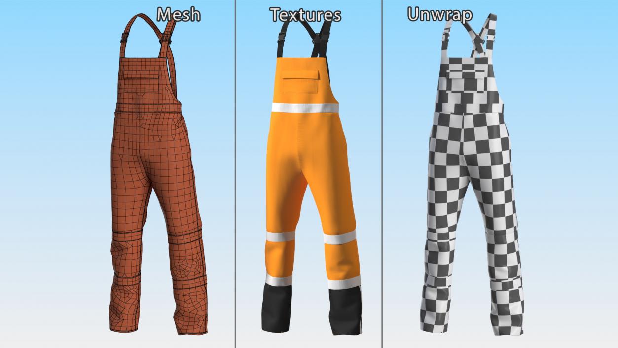 High Visibility Rain Overalls 3D model