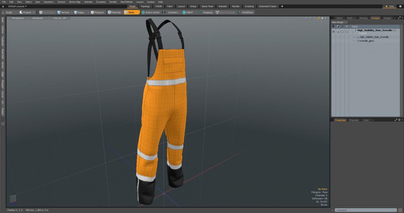 High Visibility Rain Overalls 3D model