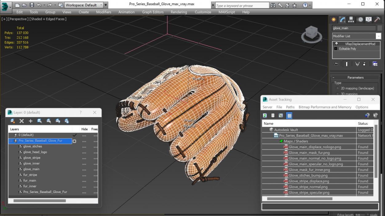 Pro Series Baseball Glove Fur 3D model