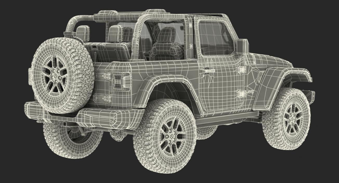 3D JEEP Wrangler JK Rubicon Sport Dirty Rigged model