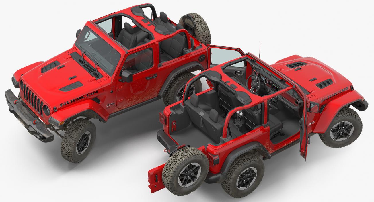 3D JEEP Wrangler JK Rubicon Sport Dirty Rigged model