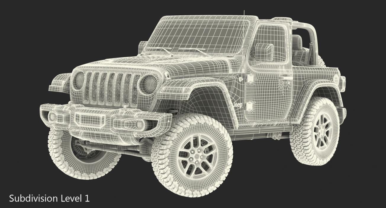 3D JEEP Wrangler JK Rubicon Sport Dirty Rigged model