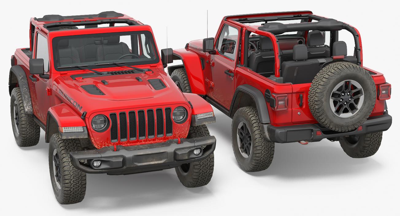 3D JEEP Wrangler JK Rubicon Sport Dirty Rigged model