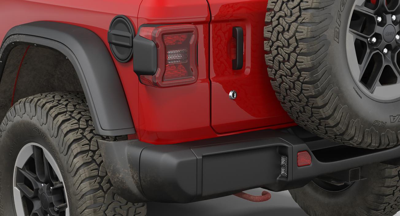 3D JEEP Wrangler JK Rubicon Sport Dirty Rigged model