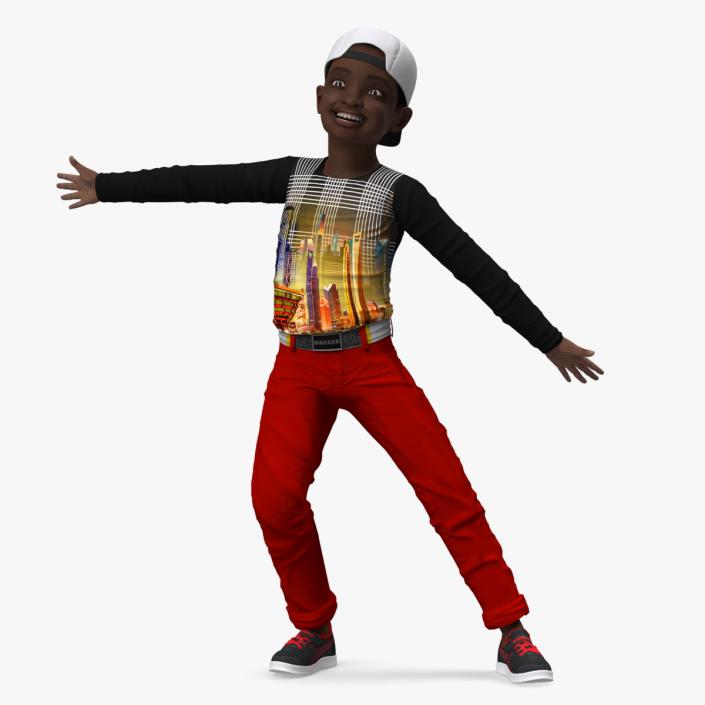 3D Black Child Boy Street Style Pose model