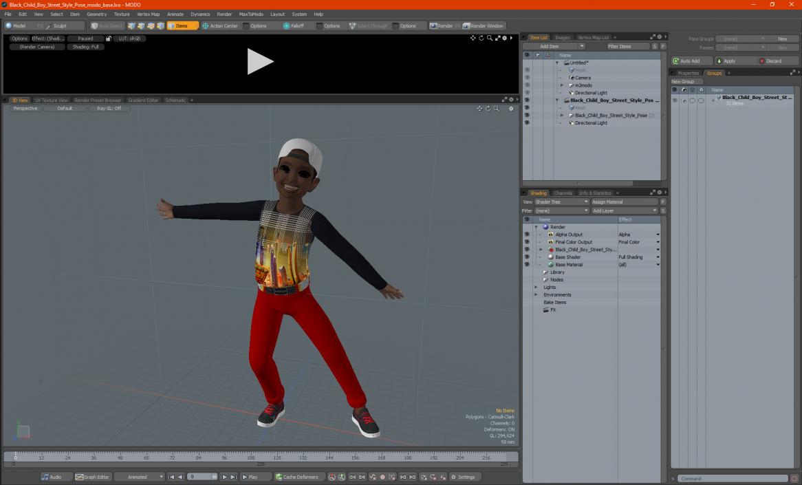 3D Black Child Boy Street Style Pose model