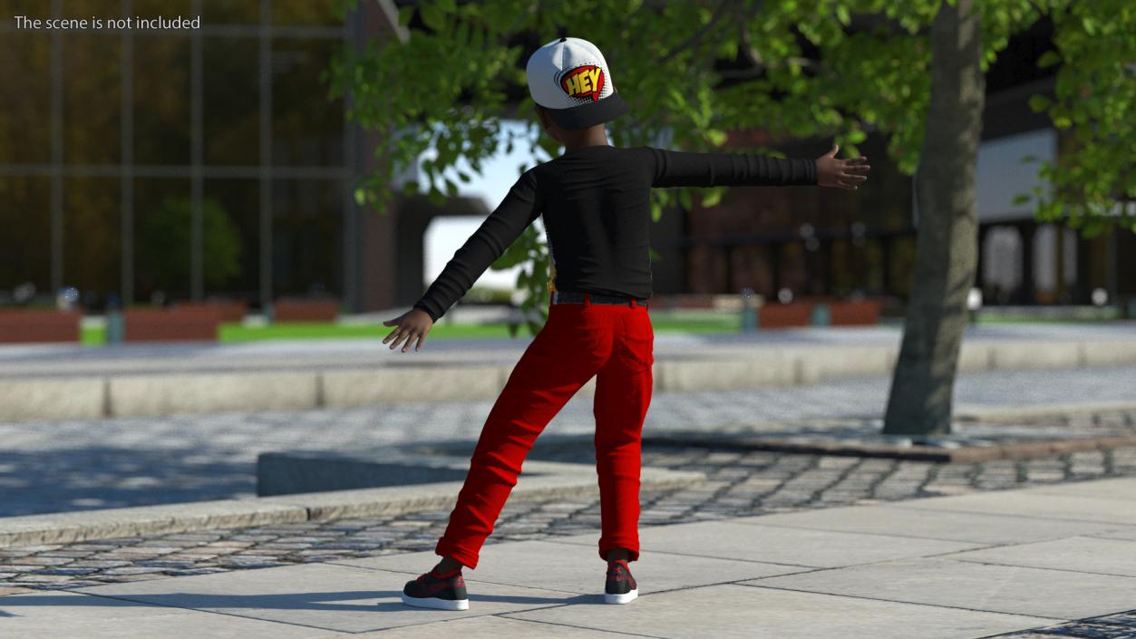 3D Black Child Boy Street Style Pose model