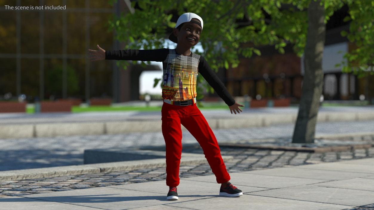 3D Black Child Boy Street Style Pose model