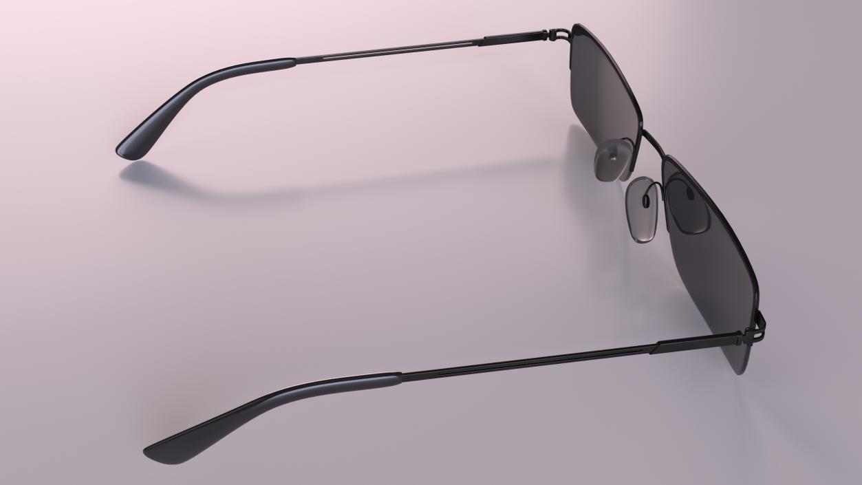 3D Rectangular Glasses with Dark Lenses