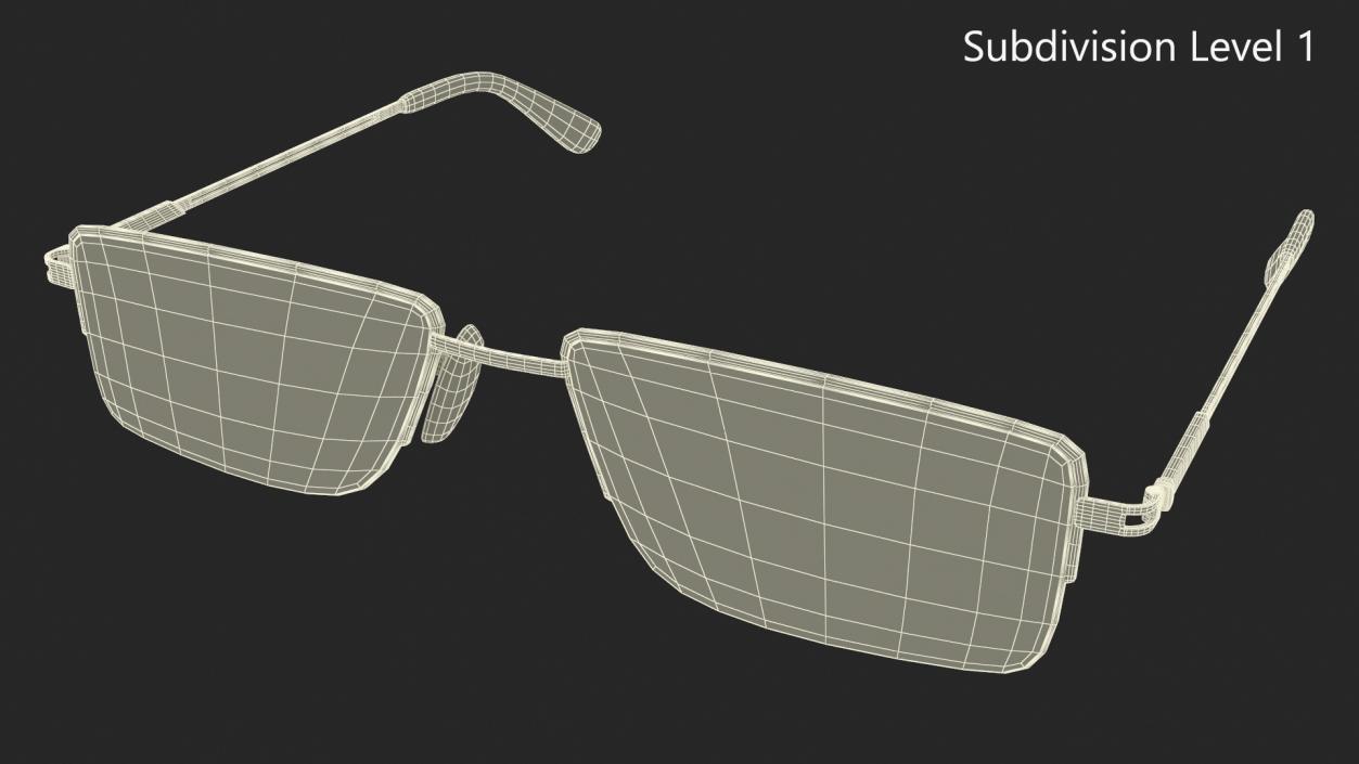 3D Rectangular Glasses with Dark Lenses