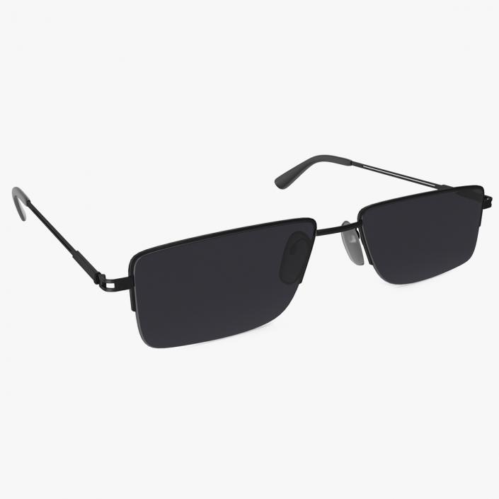 3D Rectangular Glasses with Dark Lenses