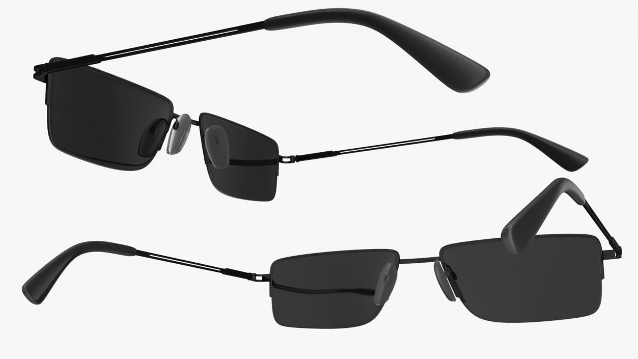 3D Rectangular Glasses with Dark Lenses