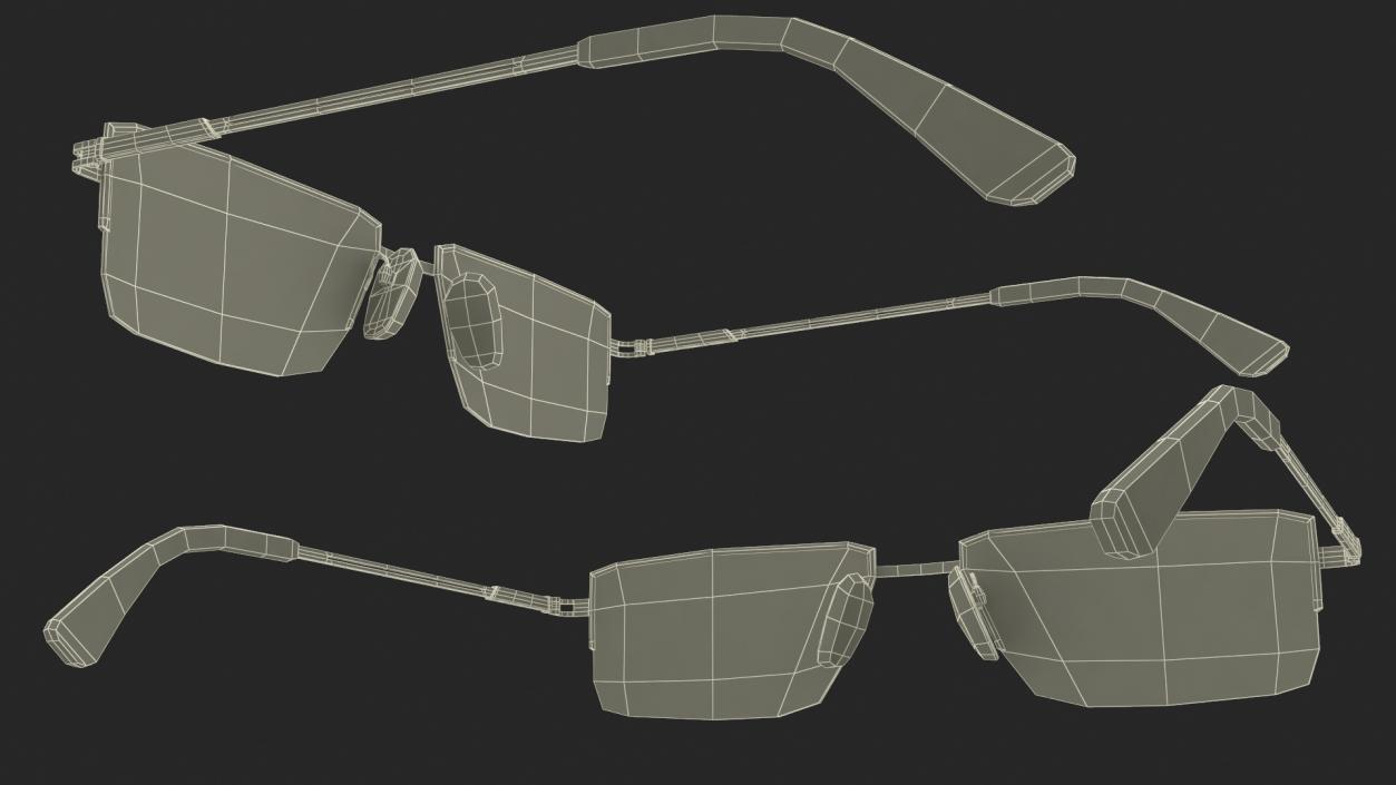 3D Rectangular Glasses with Dark Lenses