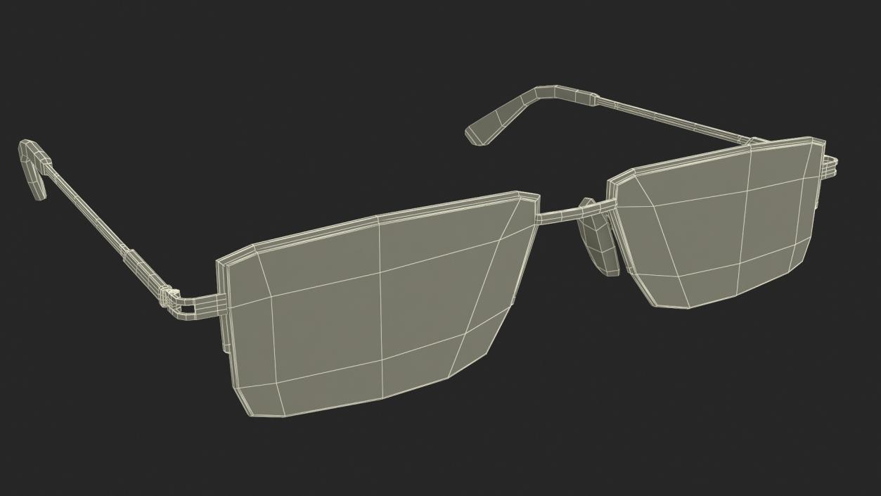 3D Rectangular Glasses with Dark Lenses