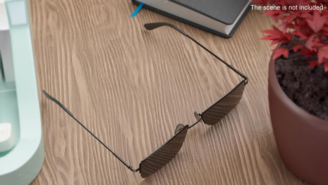 3D Rectangular Glasses with Dark Lenses