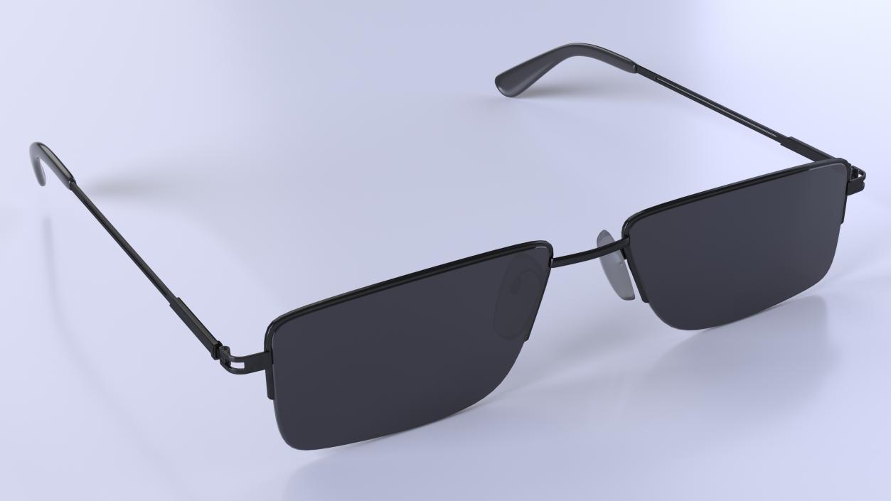 3D Rectangular Glasses with Dark Lenses