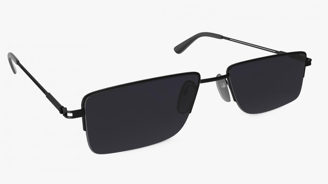 3D Rectangular Glasses with Dark Lenses