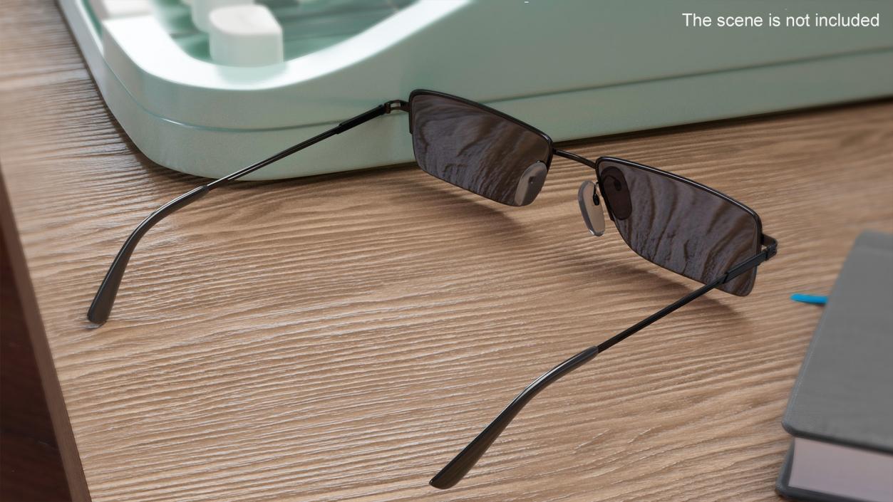 3D Rectangular Glasses with Dark Lenses