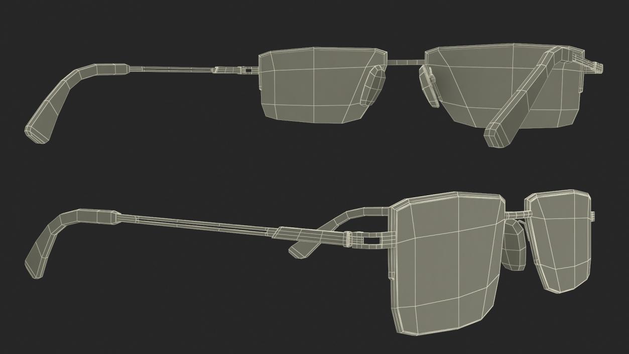 3D Rectangular Glasses with Dark Lenses