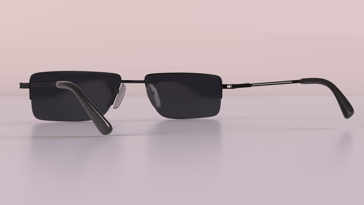 3D Rectangular Glasses with Dark Lenses