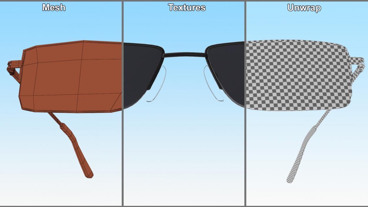 3D Rectangular Glasses with Dark Lenses