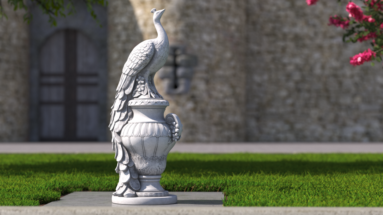 3D Peacock Statue Marble