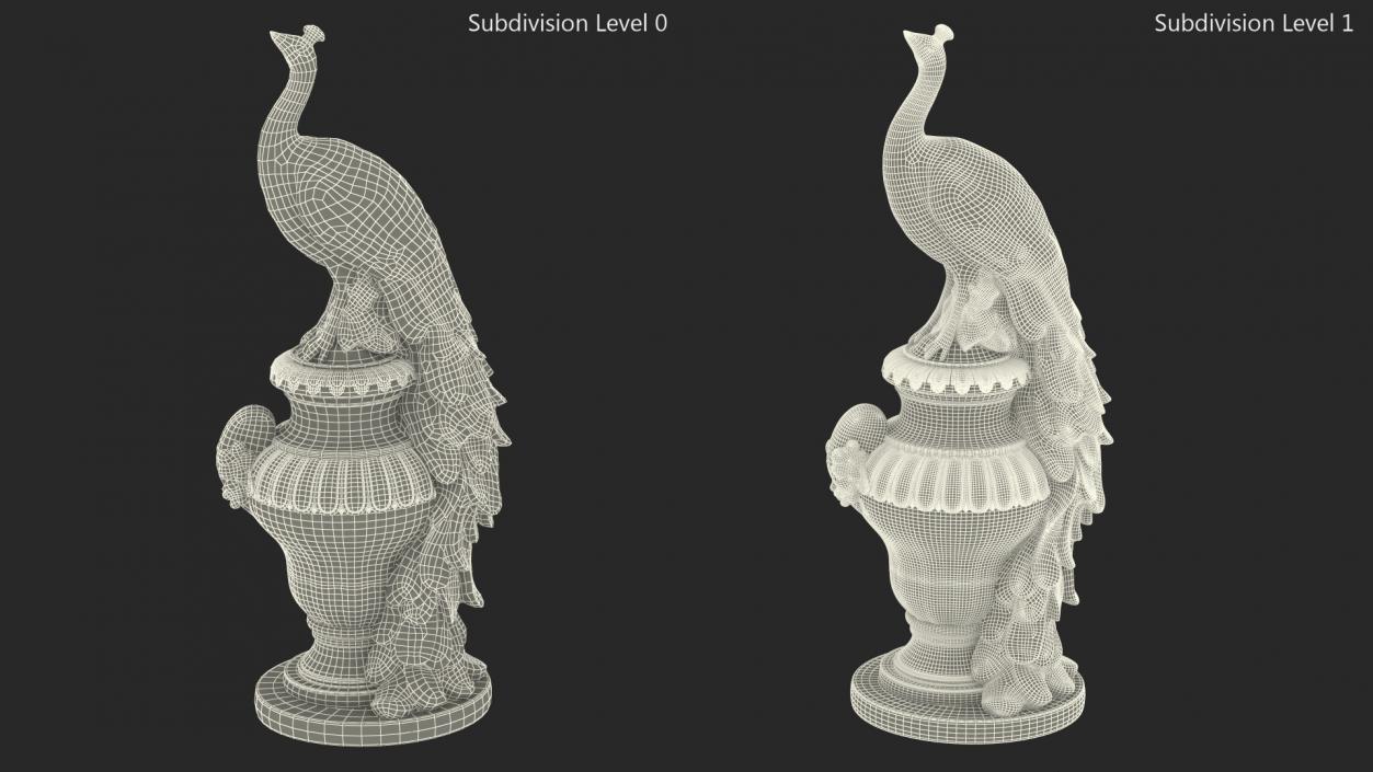 3D Peacock Statue Marble