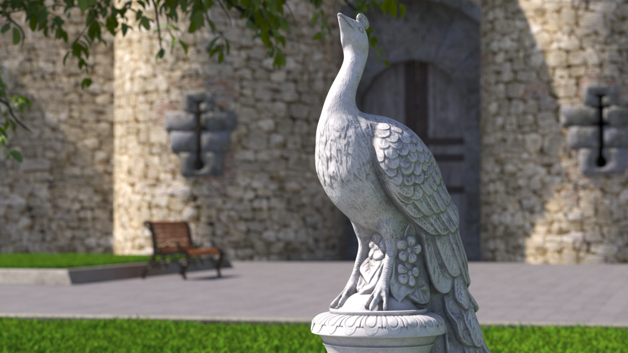 3D Peacock Statue Marble